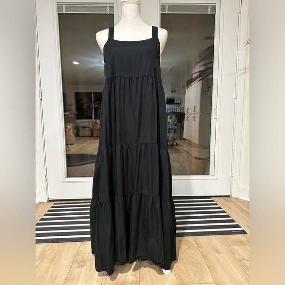 The Drop Brit Tiered ankle maxi tent dress black size medium - Picture 5 of 11